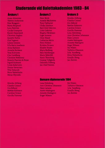 Balettakademiens arkiv 1983-1984
