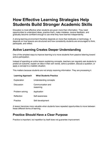 How Effective Learning Strategies Help Students Build Stronger Academic Skills