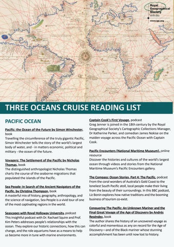 The Three Oceans Silversea - reading list