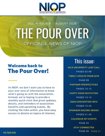 August NIOP E-Newsletter