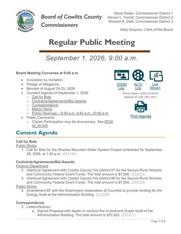 Regular Public Meeting 9/1/2026