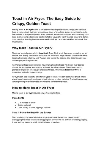 Toast in Air Fryer_ The Easy Guide to Crispy, Golden Toast