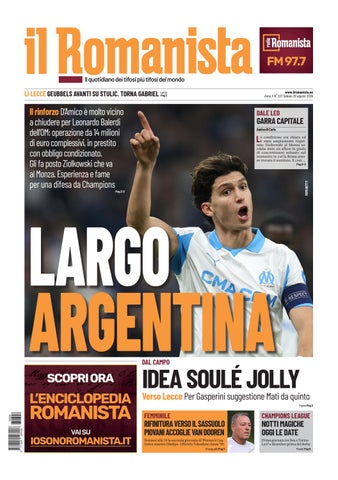 Il Romanista del 29 agosto 2026