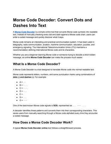 Morse Code Decoder_ Convert Dots and Dashes Into Text