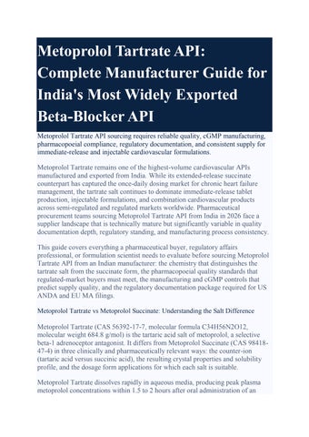 Metoprolol Tartrate API