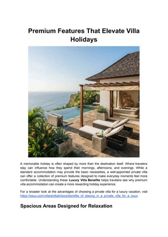 Premium Features That Elevate Villa Holidays