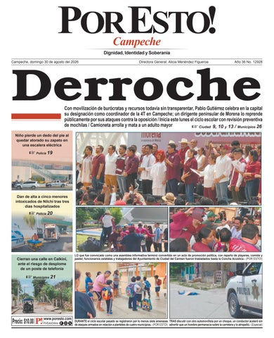 PORTADA POR ESTO CAMPECHE, DOMINGO 30 DE AGOSTO DE 2026