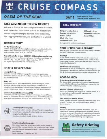 Oasis of the Seas 7-night Bahamas and Perfect Day Cruise Compass - August 22, 2026