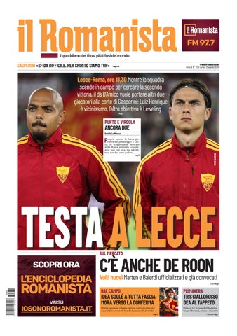 Il Romanista del 31 agosto 2026