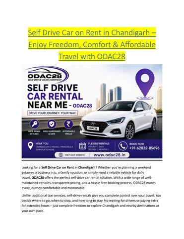 Self Drive Car on Rent in Chandigarh – Enjoy Freedom, Comfort and Affordable Travel with ODAC28