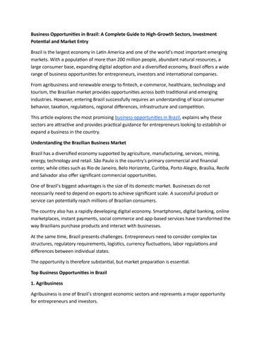 business opportunities in Brazil