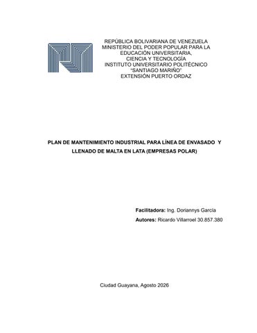 Plan de mantenimiento Ricardo Villarroel