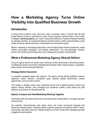 How a Marketing Agency Turns Online Visibility Into Qualified Business Growth