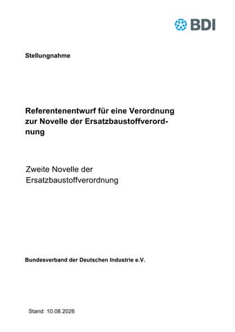 Referentenentwurf für eine Verordnung zur Novelle der Ersatzbaustoffverordnung