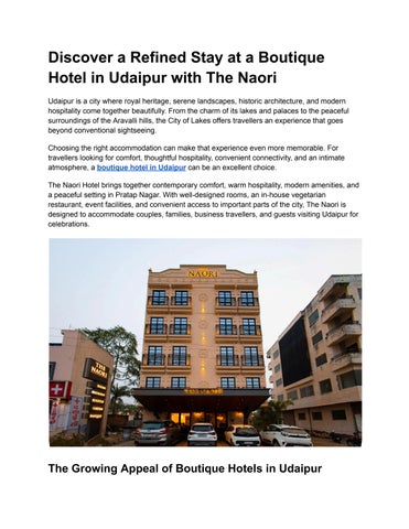 Discover a Refined Stay at a Boutique Hotel in Udaipur with The Naori