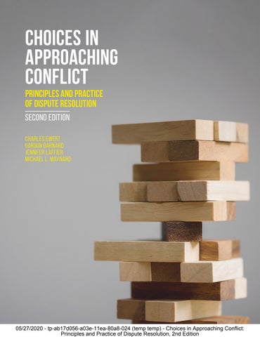 [eBook] [PDF] Choices in Approaching Conflict, Principles and Practice of Dispute Resolution 2nd Edi