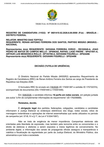 Toffoli suspende campanha de Renan Santos à Presidência