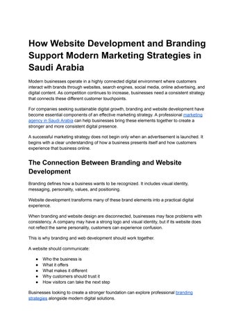 How Website Development and Branding Support Modern Marketing Strategies in Saudi Arabia