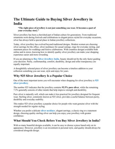 FedhabyChallani - Ultimate Guide to Buying Silver Jewellery in India