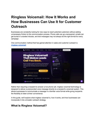 Ringless Voicemail - How It Works and How Businesses Can Use It for Customer Outreach