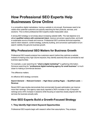 How Professional SEO Experts Help Businesses Grow Online
