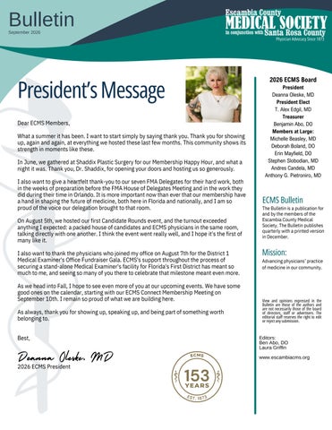 September 2026 ECMS Newsletter