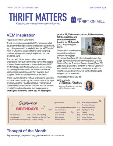 September 2026 Volunteer Newsletter Leamington
