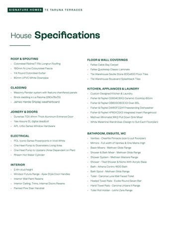 Signature Homes Milldale Information 家具手册 第 12 页