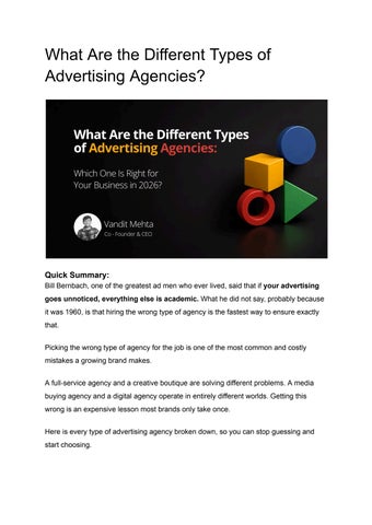 What Are the Different Types of Advertising Agencies?