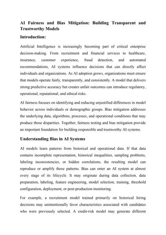 AI Fairness and Bias Mitigation