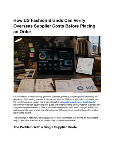How US Fashion Brands Can Verify Overseas Supplier Costs Before Placing an Order