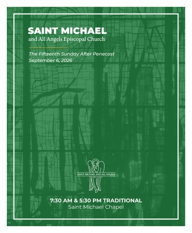 SEPT. 6 | 7:30 AM & 5:30 PM Traditional Worship Bulletin