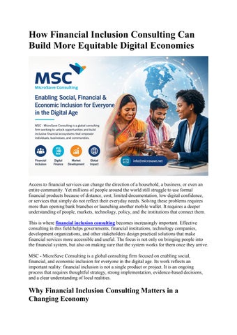 How Financial Inclusion Consulting Can Build More Equitable Digital Economies