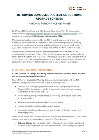 NRH Response - Reforming Consumer Protection for Home Upgrade Schemes