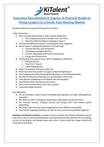 Executive Recruitment in Cyprus: A Practical Guide to Hiring Leaders in a Small, Fast-Moving Market