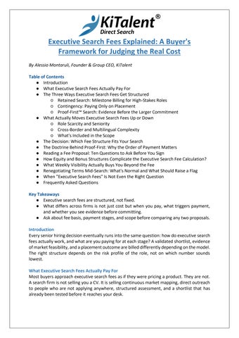 Executive Search Fees Explained: A Buyer's Framework for Judging the Real Cost