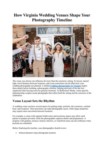 How Virginia Wedding Venues Shape Your Photography Timeline