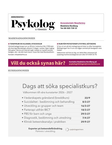 Psykologtidningens E-tidning #2604