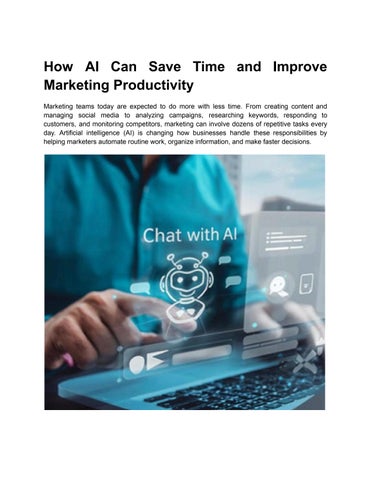 How AI Can Save Time and Improve Marketing Productivity