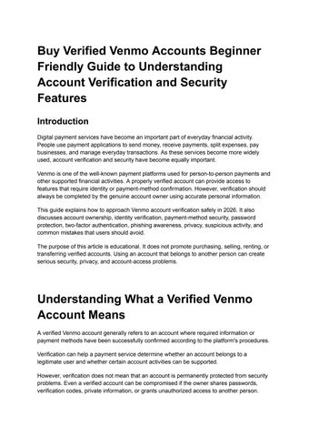 Buy Verified Venmo Accounts Beginner Friendly Guide to Understanding Account Verification and Securi