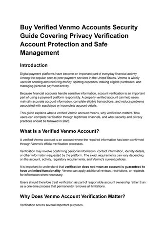 Buy Verified Venmo Accounts Security Guide Covering Privacy Verification Account Protection and Safe