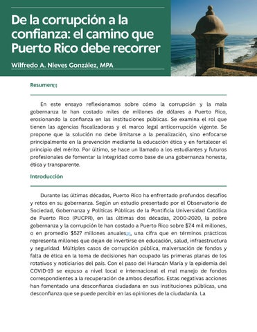 Artículo  De la corrupción a la confianza el camino que Puerto Rico debe recorrer