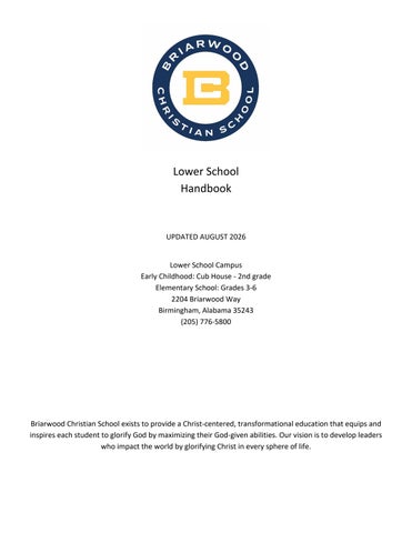 Lower School Handbook
