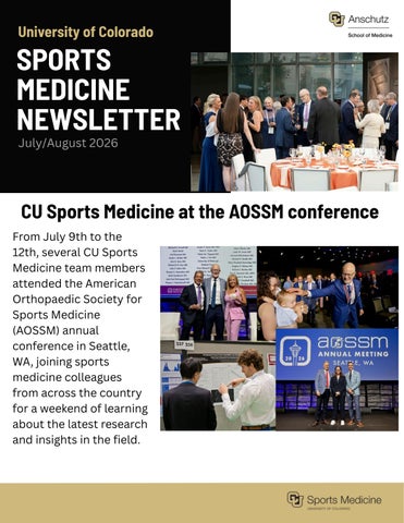 CU Sports Medicine Summer Newsletter