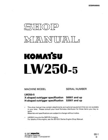 LW250-5 Komatsu Service Repair Manual PDF Download