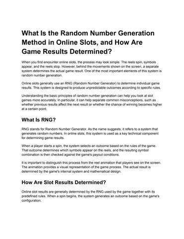 What Is the Random Number Generation Method in Online Slots, and How Are Game Results Determined