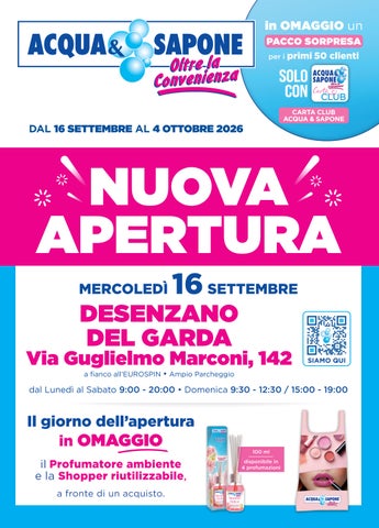 Volantino Acqua e Sapone nuova apertura Desenzano del Garda