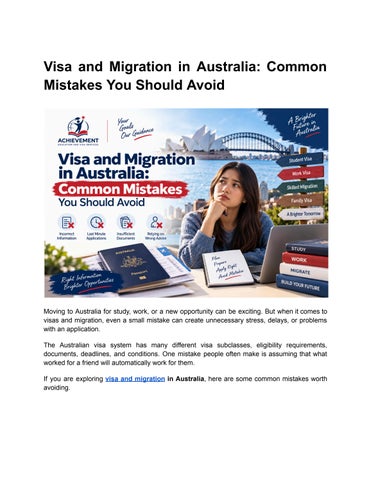 Visa and Migration in Australia Common Mistakes You Should Avoid
