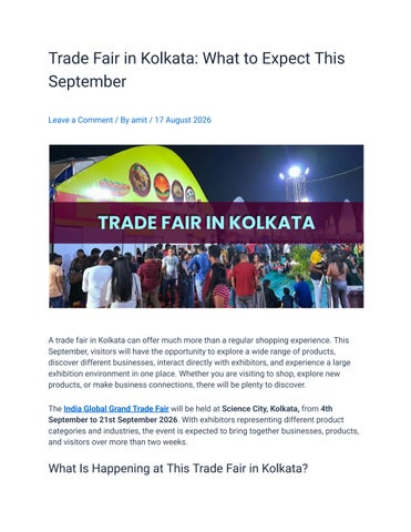 Trade Fair in Kolkata_ What to Expect This September