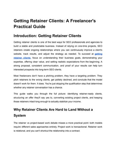 Getting Retainer Clients_ A Freelancer's Practical Guide
